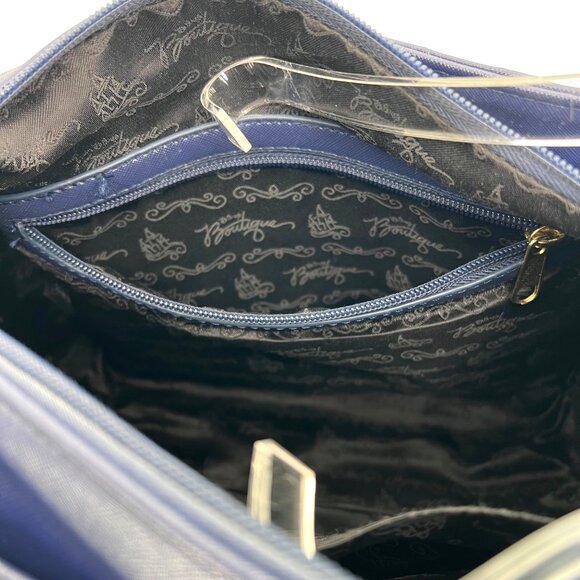 Walt Disney Boutique Handbag Purse Minnie Mouse Polka Dot White Bow Navy Blue - Picture 4 of 16